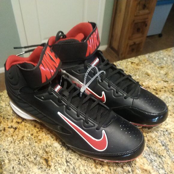 NEW Nike Huarache Strike Steel Baseball Cleats Black & Red 615965 061 Size 13 - Picture 3 of 12